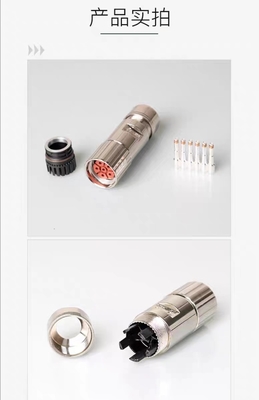 Siemens M23 Servo Power 6 Pin Connector 6FX2003-0LU30 Industrial Connector With Threaded Head