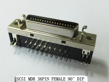 Scsi Mdr 68 พิน 36 พินตัวเชื่อมต่อไฟฟ้าหญิง 90 องศา Dip
